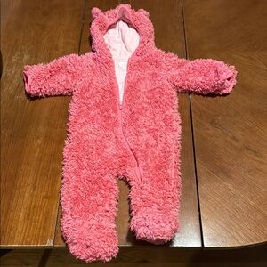 Girls Cozy Pink Fleece Baby Onesie